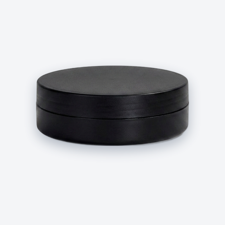 Pote PEAD 150 g — Pote e tampa pretas · linha PEAD, 150 g