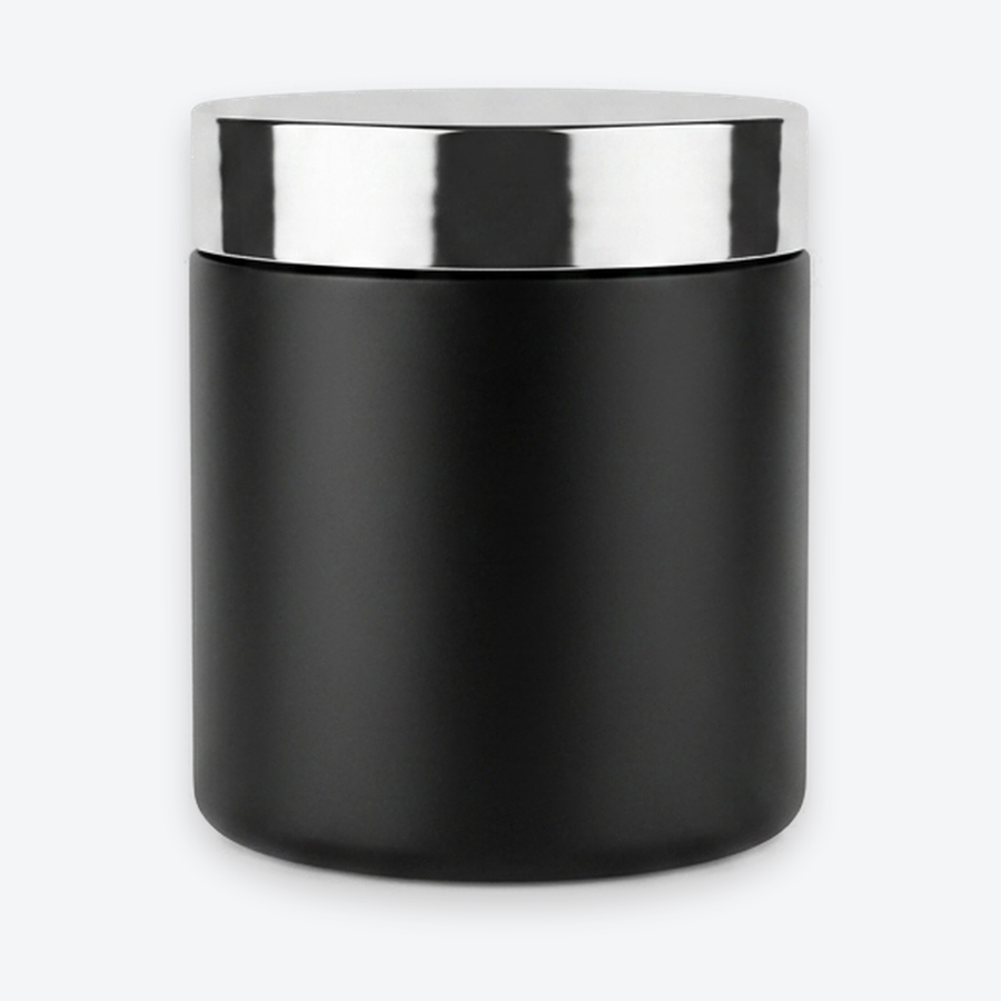 Pote Premium Matte 500 g — Preto Matte · Tampa Prata, 500 g